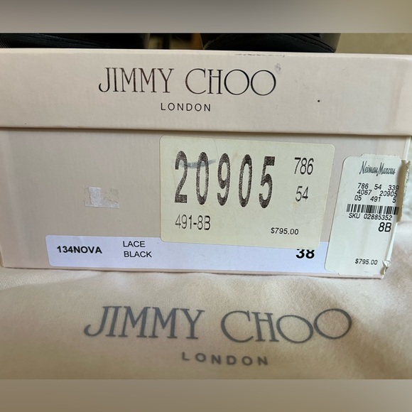 Jimmy Choo Nova 100mm Black Floral Lace Mesh Slingback Peep Toe Sandal Heels 38 - Picture 12 of 12